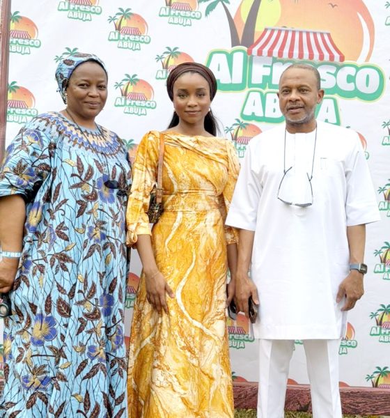Senator Basheer Lado, Special Adviser to the President on Senate Matters, with Aisha Ibrahim B. Babangida and their daughter, Fatima, at the Alfresco Small Business Support event in Abuja on Sunday—hosted by their daughter.